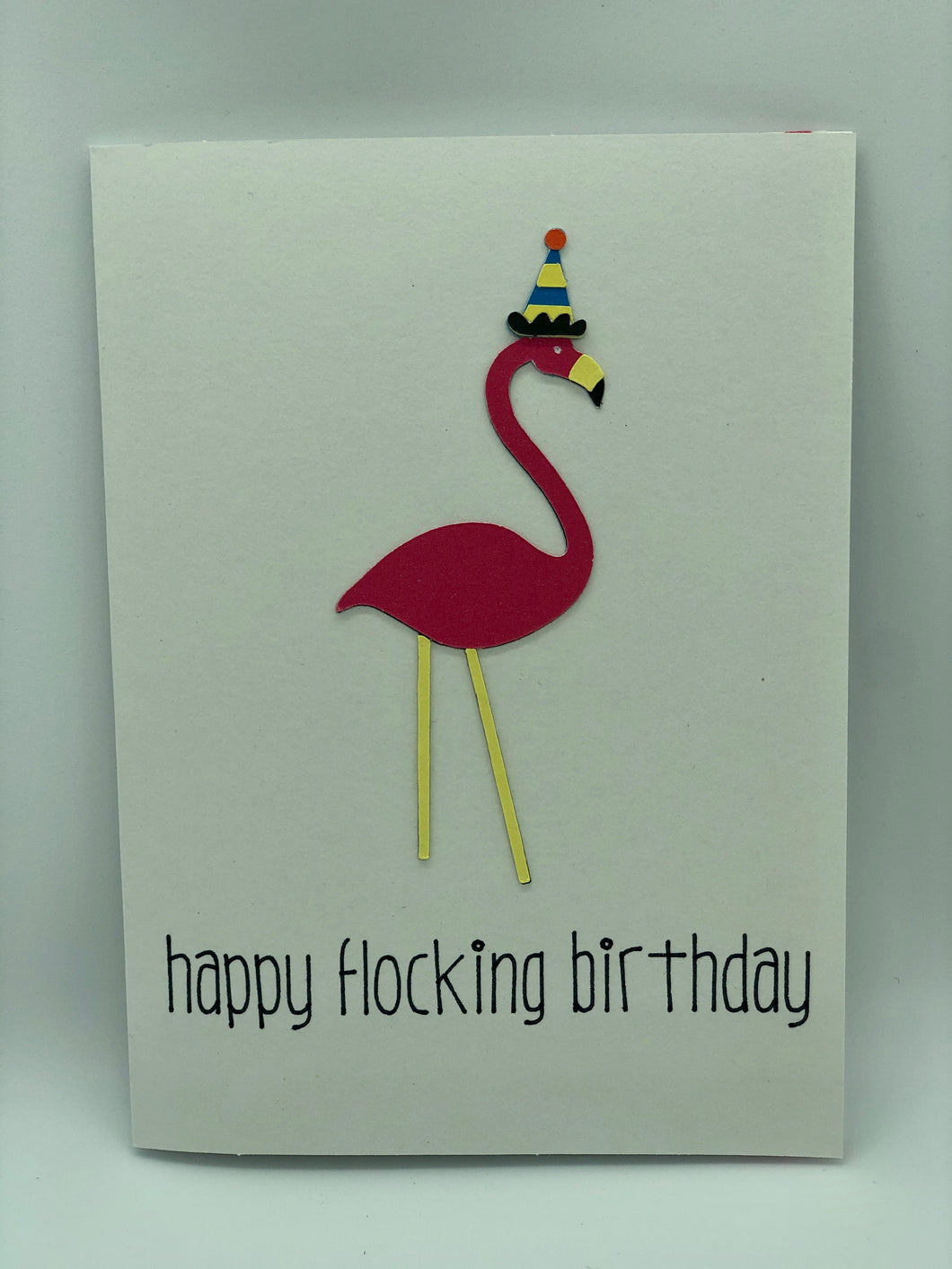 handmade flamingo birthday card