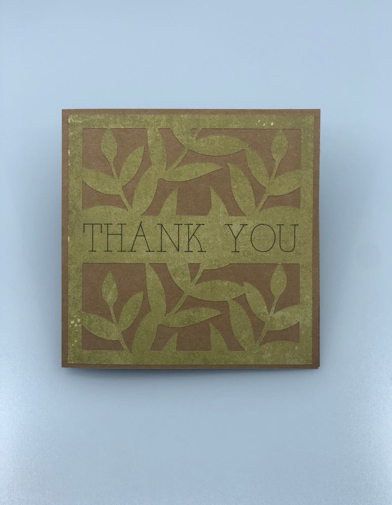 hand made greenery thank you card